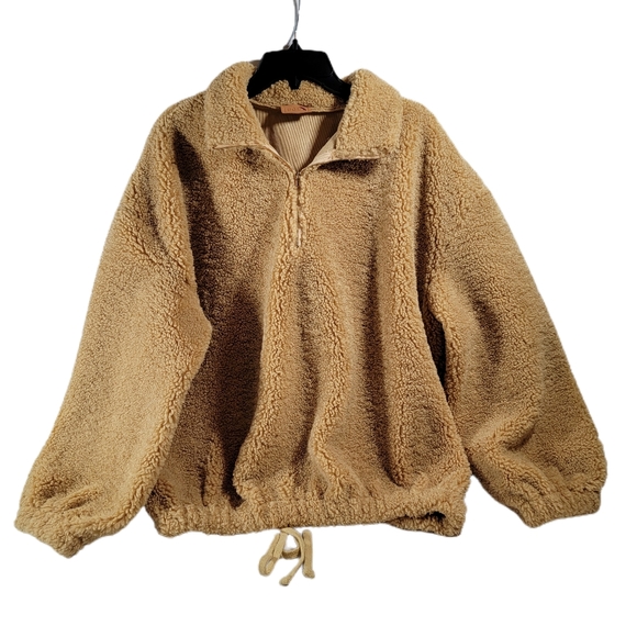 POL Jackets & Blazers - POL 1/4 zip tie back Sherpa jacket size Large Teddy Bear Style